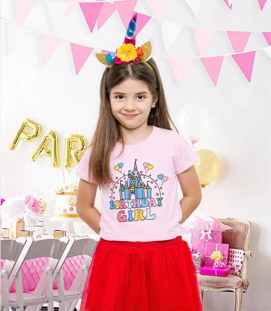 Birthday Girl Shirt Magical Castle Tshirt Birthday Shirts for Kids Funny Birthday Party Gift Tees Cute Graphic Tops