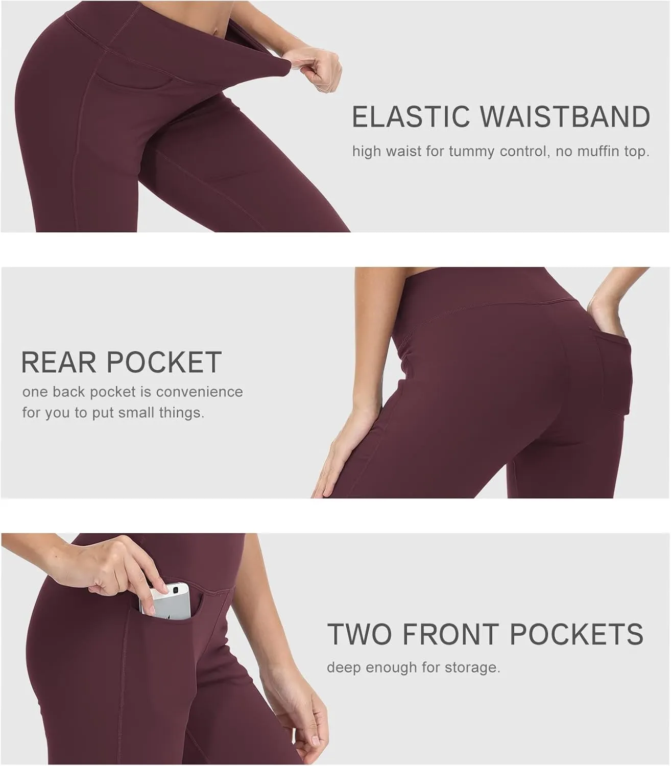 Cakulo Womens Capri Yoga Flare Pants Workout Athletic Active Summer Bootcut Capris Leggings Pockets