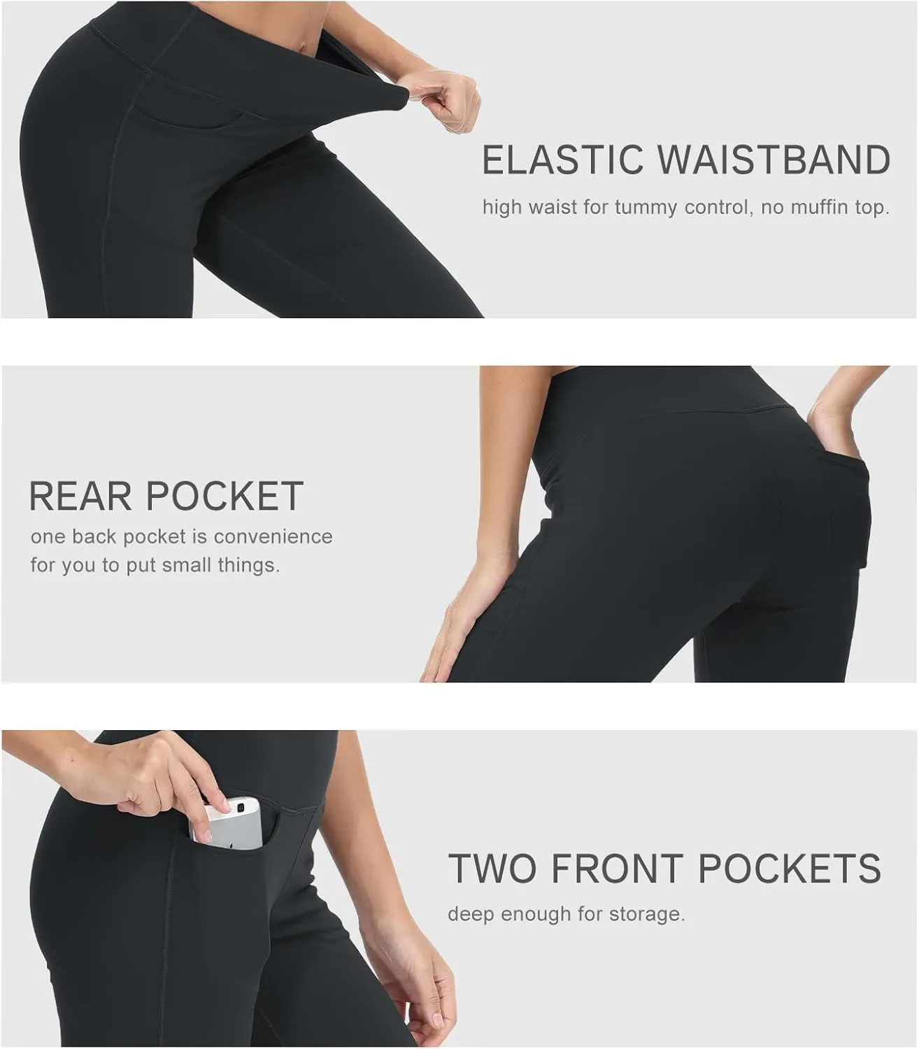 Cakulo Womens Capri Yoga Flare Pants Workout Athletic Active Summer Bootcut Capris Leggings Pockets