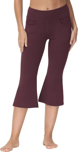 Cakulo Womens Capri Yoga Flare Pants Workout Athletic Active Summer Bootcut Capris Leggings Pockets