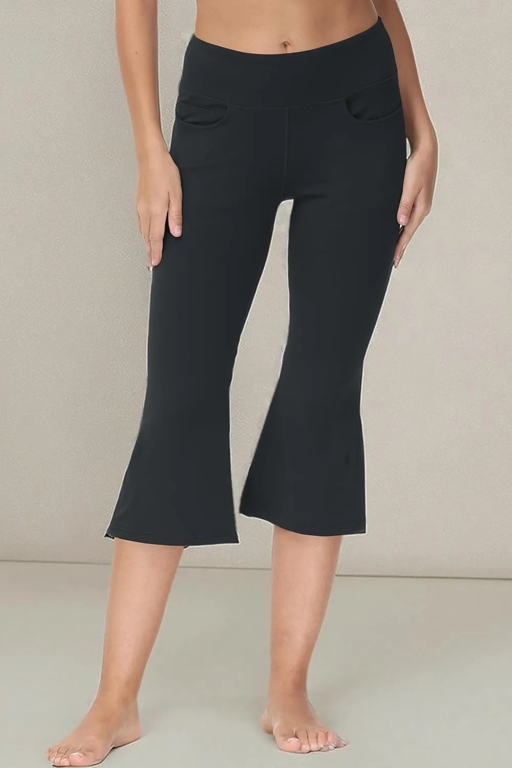 Cakulo Womens Capri Yoga Flare Pants Workout Athletic Active Summer Bootcut Capris Leggings Pockets
