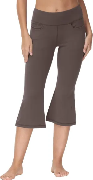 Cakulo Womens Capri Yoga Flare Pants Workout Athletic Active Summer Bootcut Capris Leggings Pockets