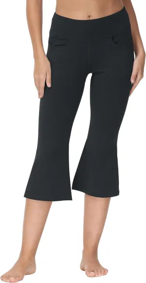 Cakulo Womens Capri Yoga Flare Pants Workout Athletic Active Summer Bootcut Capris Leggings Pockets