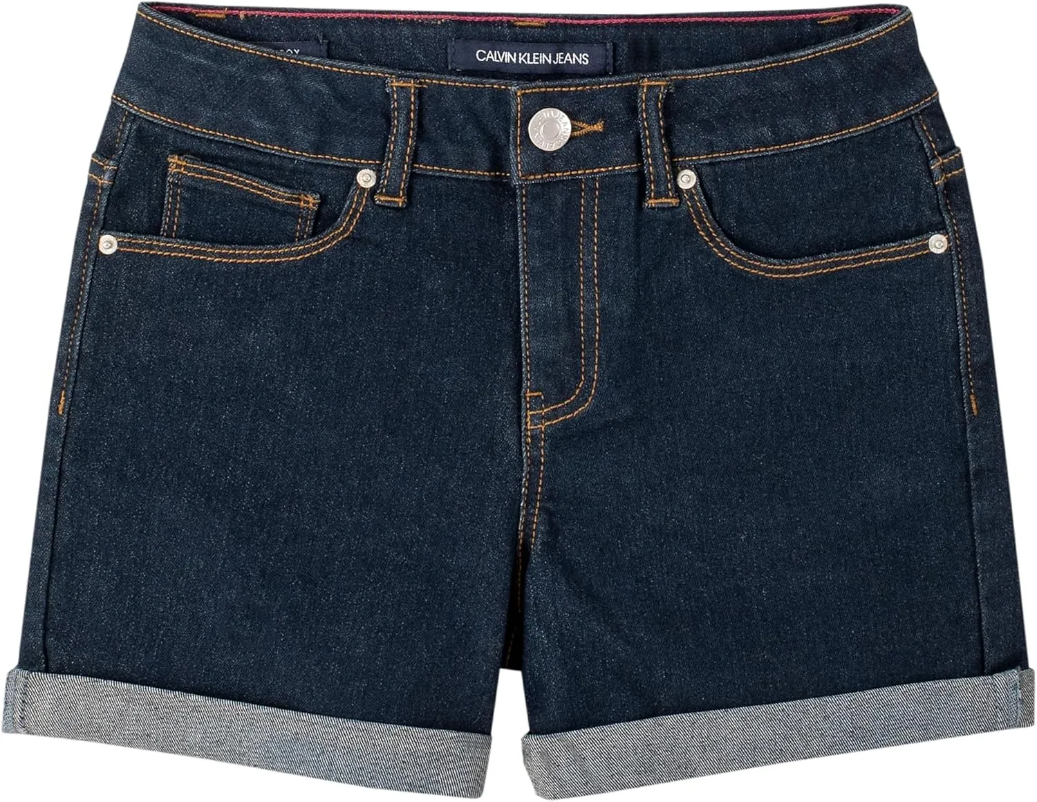Calvin Klein Girls' Boyfriend Fit Stretch Denim Jean Shorts