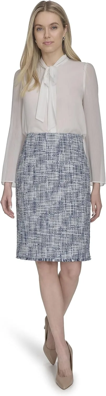 Calvin Klein Women's Open Front Tweed Suit Jacket
