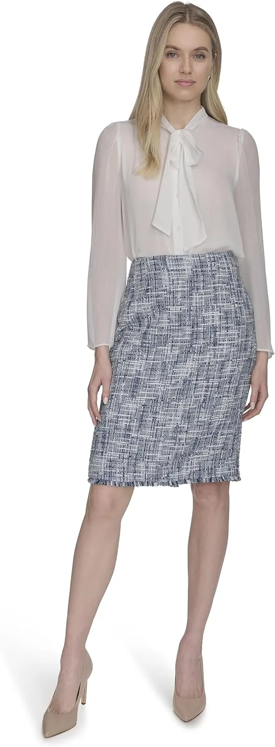 Calvin Klein Women's Open Front Tweed Suit Jacket