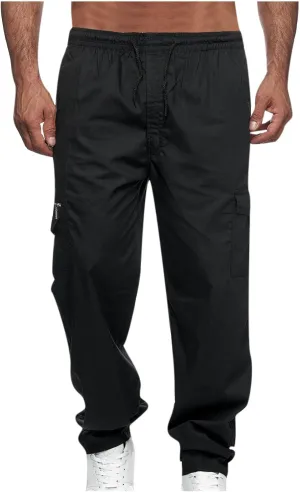 Cargo Pants for Men 2024 Trendy Multiple Pockets Sweatpants Straight Wide Leg Trousers Elastic Waist Drawstring Pants