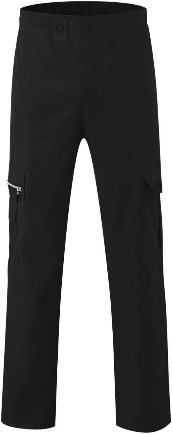 Cargo Pants for Men 2024 Trendy Multiple Pockets Sweatpants Straight Wide Leg Trousers Elastic Waist Drawstring Pants