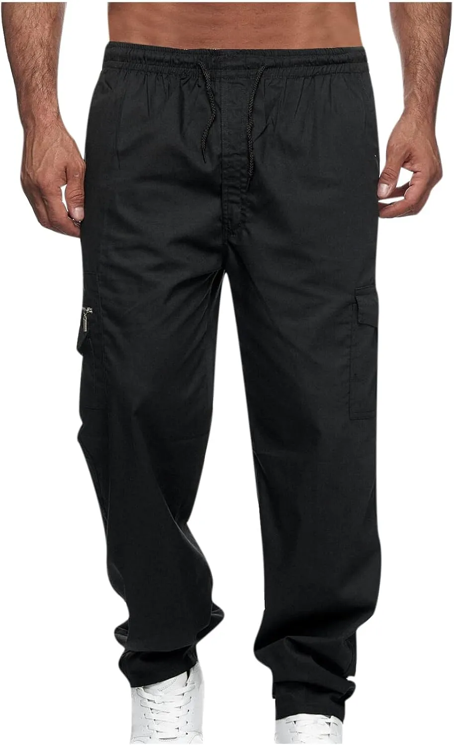 Cargo Pants for Men 2024 Trendy Multiple Pockets Sweatpants Straight Wide Leg Trousers Elastic Waist Drawstring Pants