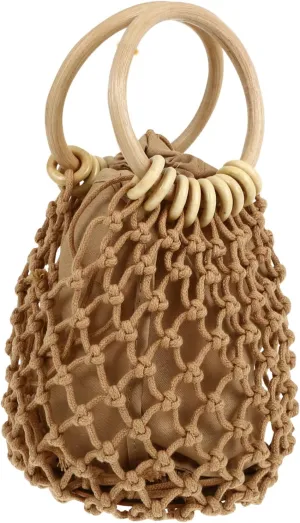 Chic Practical Woven Clutch Mini Handbag for Women Cotton Drawstring Bag for Summer Casual Travel Girlfriend
