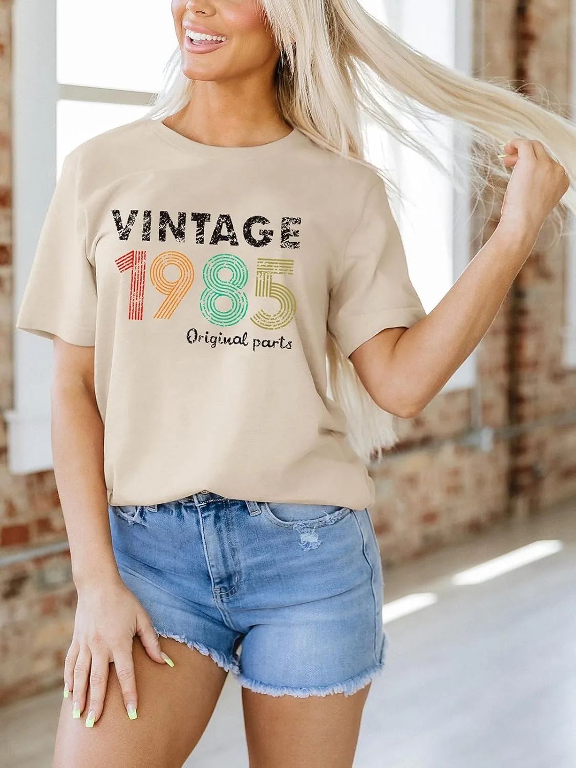 Chulianyouhuo 40th Birthday Gift Women Vintage 1985 T Shirt Letter Print Birthday Party Tops Casual Short Sleeve Tees