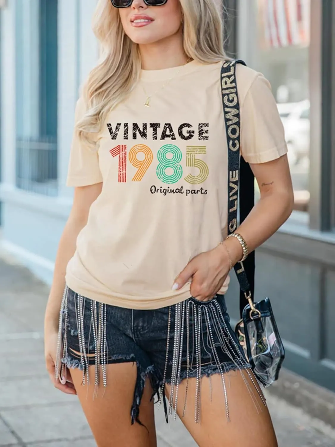 Chulianyouhuo 40th Birthday Gift Women Vintage 1985 T Shirt Letter Print Birthday Party Tops Casual Short Sleeve Tees