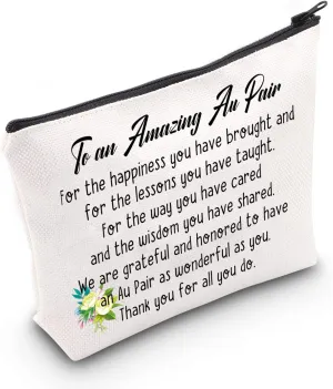 CMNIM Au Pair Gift Cosmetic Bag Thank You Gifts for Au Pair Child Care Gifts for Women Girls To an Amazing Au Pair Thank You for All You Do