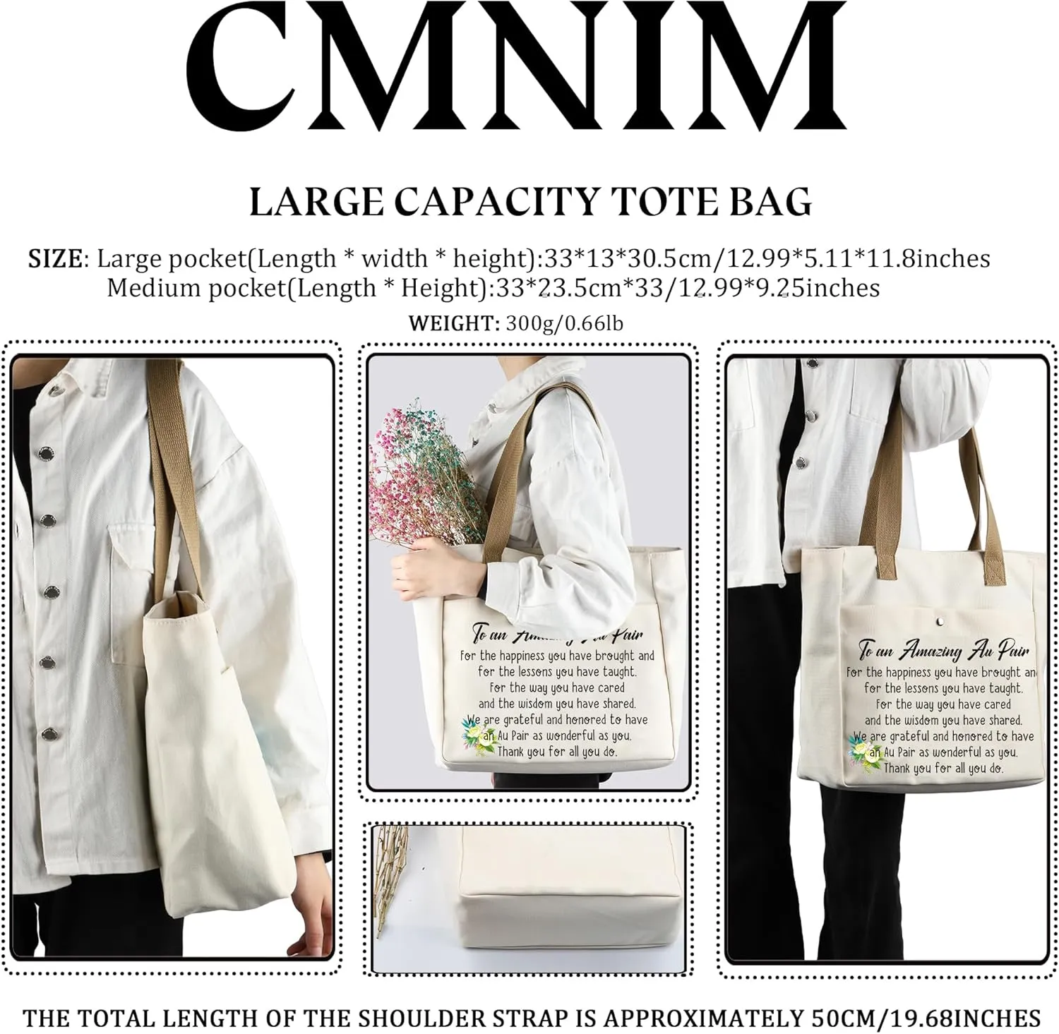 CMNIM Au Pair Gift Cosmetic Bag Thank You Gifts for Au Pair Child Care Gifts for Women To an Amazing Au Pair Thank You for All You Do (Au Pair Large CB)