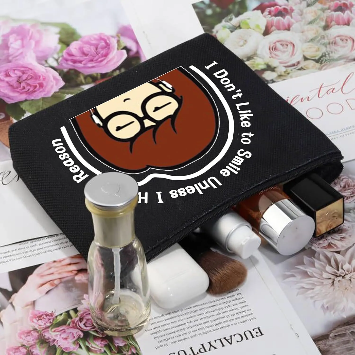 CMNIM Dariia Merchandise Gift Dariia Makeup Bag 90s Tv Show Merch for Fans I Don't Like To Smile Unless I Have a Reason (I Don't Like To Smile Black MB)