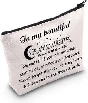 CMNIM Granddaughter Makeup Bag Best Granddaughter Gifts from Grandma I Love You to The Stars & Back (Granddaughter Makeup Bag)