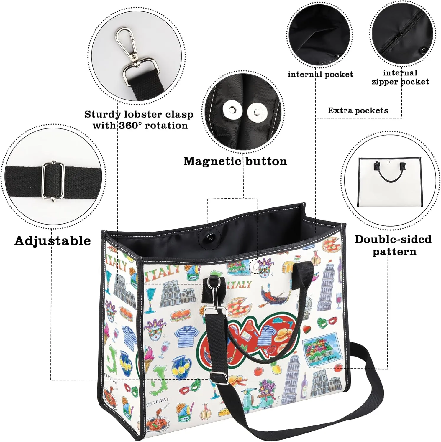 CMNIM Italy Travel Gifts Italian Makeup Bag Italian Pride Merch Italian Greeting Bag for Travelers Italy Souvenirs Gifts
