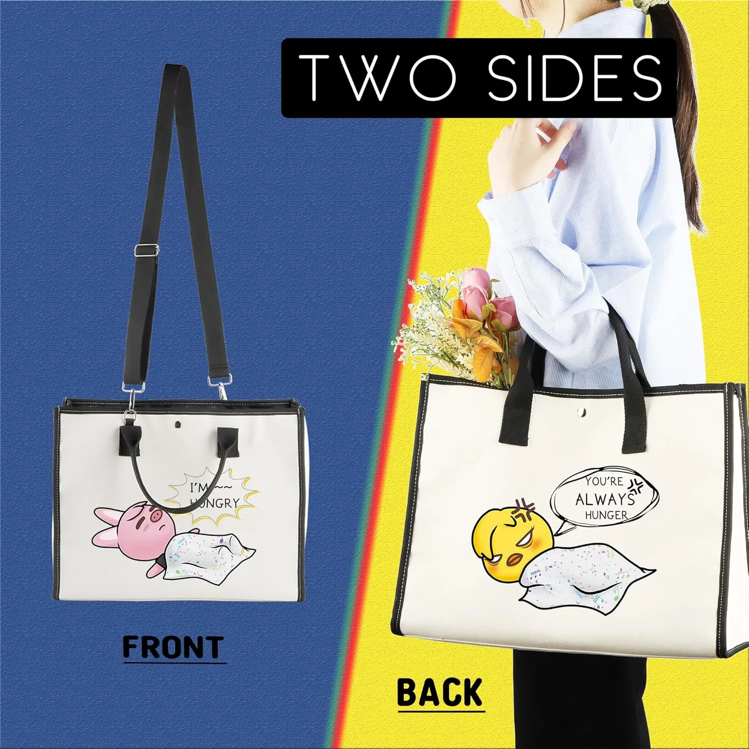 CMNIM Kpop S-Z Merch Dwaekki and Bbokari Inspired Two-Sided Makeup bag I'm Hungry You'Re Always Hunger Kpop SK- Gifts S-Z Fans Gift