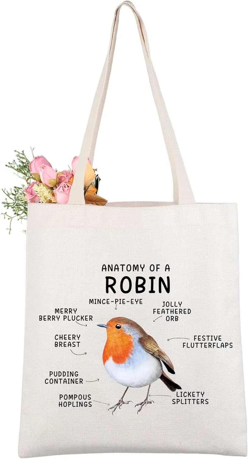 CMNIM Robin Bird Anatomy Makeup Bag - Garden Bird Lover Gift - Red Robin Cosmetic Bag - Travel Toiletry Bags