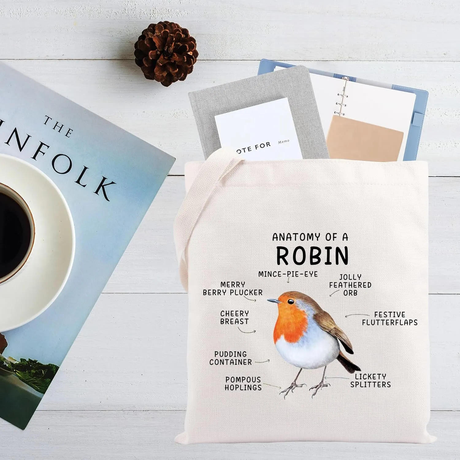 CMNIM Robin Bird Anatomy Makeup Bag - Garden Bird Lover Gift - Red Robin Cosmetic Bag - Travel Toiletry Bags
