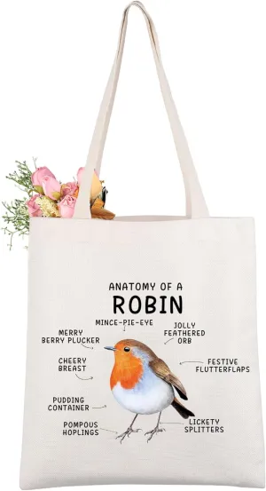 CMNIM Robin Bird Anatomy Makeup Bag - Garden Bird Lover Gift - Red Robin Cosmetic Bag - Travel Toiletry Bags