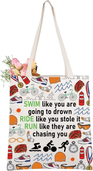 CMNIM Triathlon Bag Transition Gift Swim Bike Run Makeup Bag Triathlete gift for Runner Triathlon Athlete Sport Lover (Swim Bike Run TE)