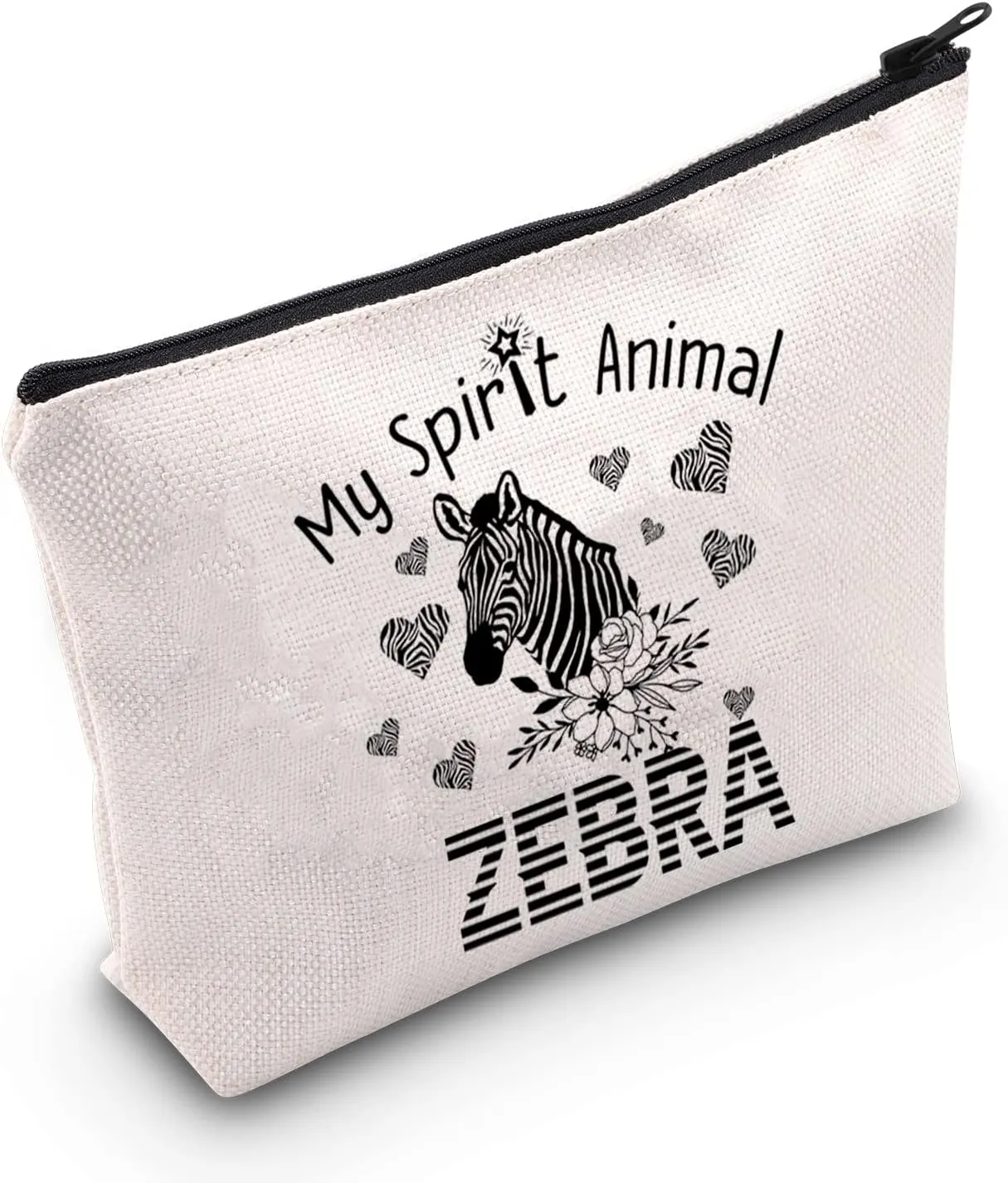CMNIM Zebra Gifts for Girls Zebra Cosmetic Makeup Bag My Spirit Zebra Lover Inspired Gift for Animal Lover Travel Toiletry Bag (Zebra Makeup Bag)