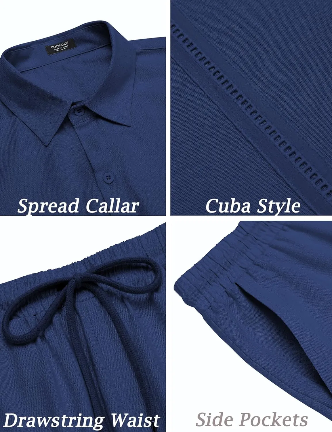 COOFANDY Men's 2 Pieces Linen Set Short Sleeve Button Down Shirts Summer Beach Shorts Casual Outfits