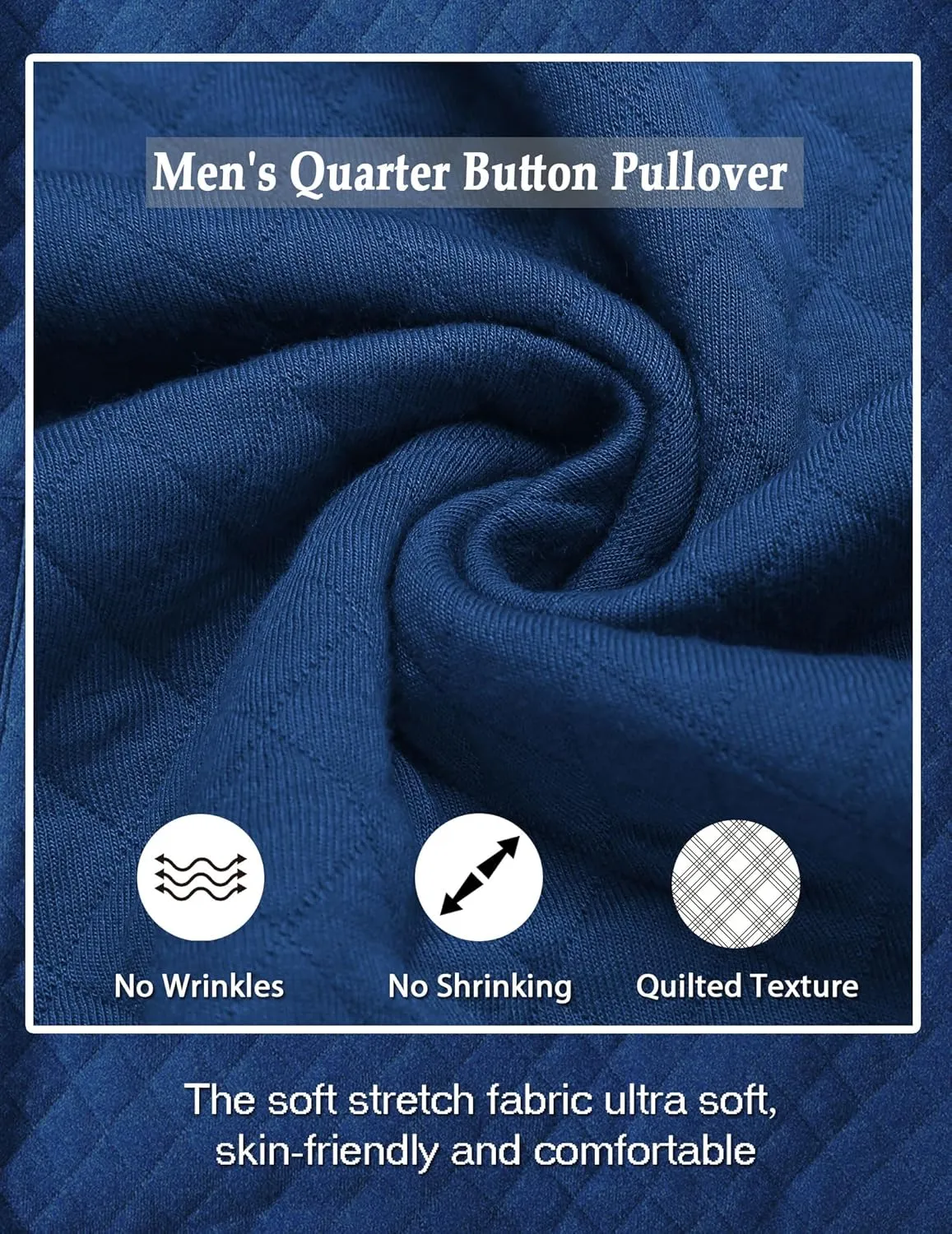 COOFANDY Mens Quarter Sweatshirt Quilted Long Sleeve Mock Neck Active Sweater Waffle Pullover Polo Shirts With Pockets