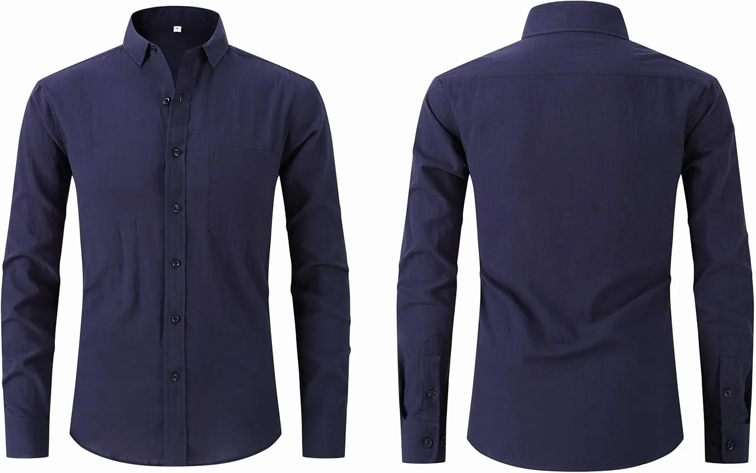 Cotton Linen Beach Shirts: Men's Casual Button Down Long Sleeve Loose Fit Dress Shirt with Pocket Tops