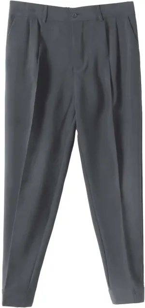 CRNTCEM Straight Anckle Pants for Men Flat-Front Casual Formal Dress Pants 2023 Spring Fall Business Work Cropped Trousers