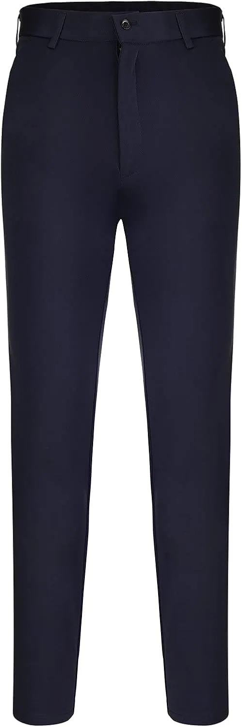 CRNTCEM Stretchy Suit Pants for Men Slim-Fit Flat-Front Formal Dress Pant Tapered Straight Leg Business Office Work Pants