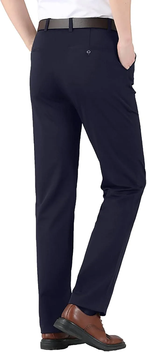 CRNTCEM Stretchy Suit Pants for Men Slim-Fit Flat-Front Formal Dress Pant Tapered Straight Leg Business Office Work Pants