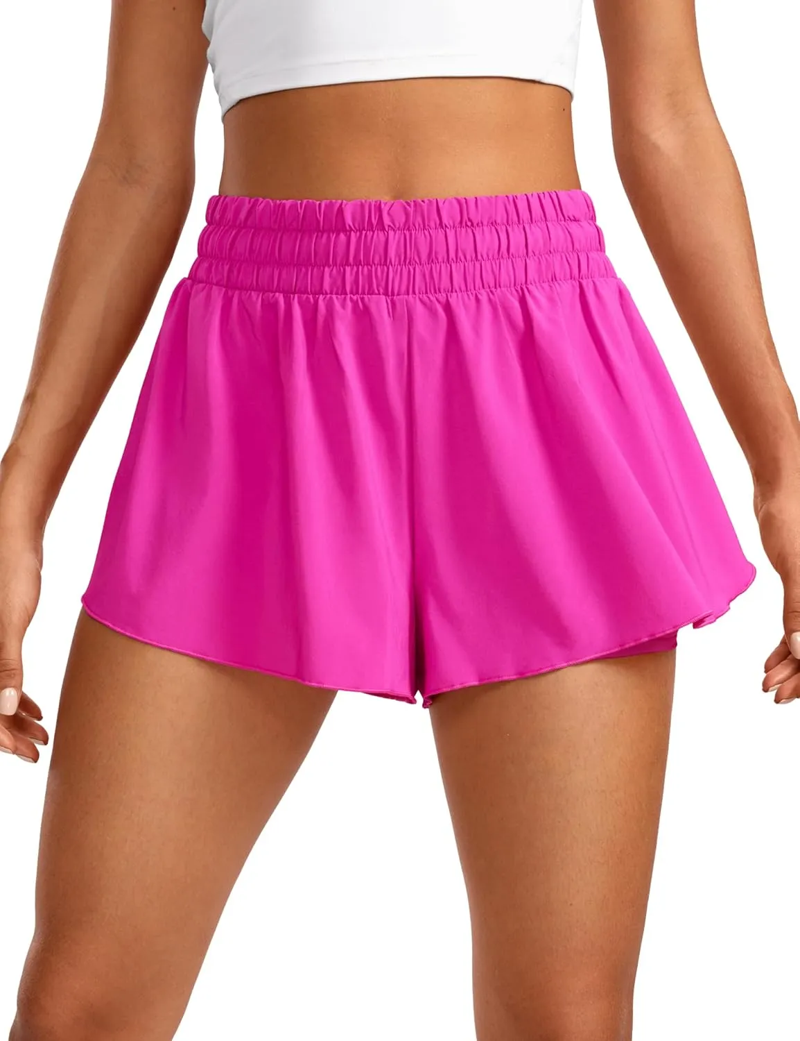 CRZ YOGA 2 in 1 Flowy Running Shorts for Women High Waisted Quick Dry for Athletic Gym Lounge Workout Cute Tennis Skirts