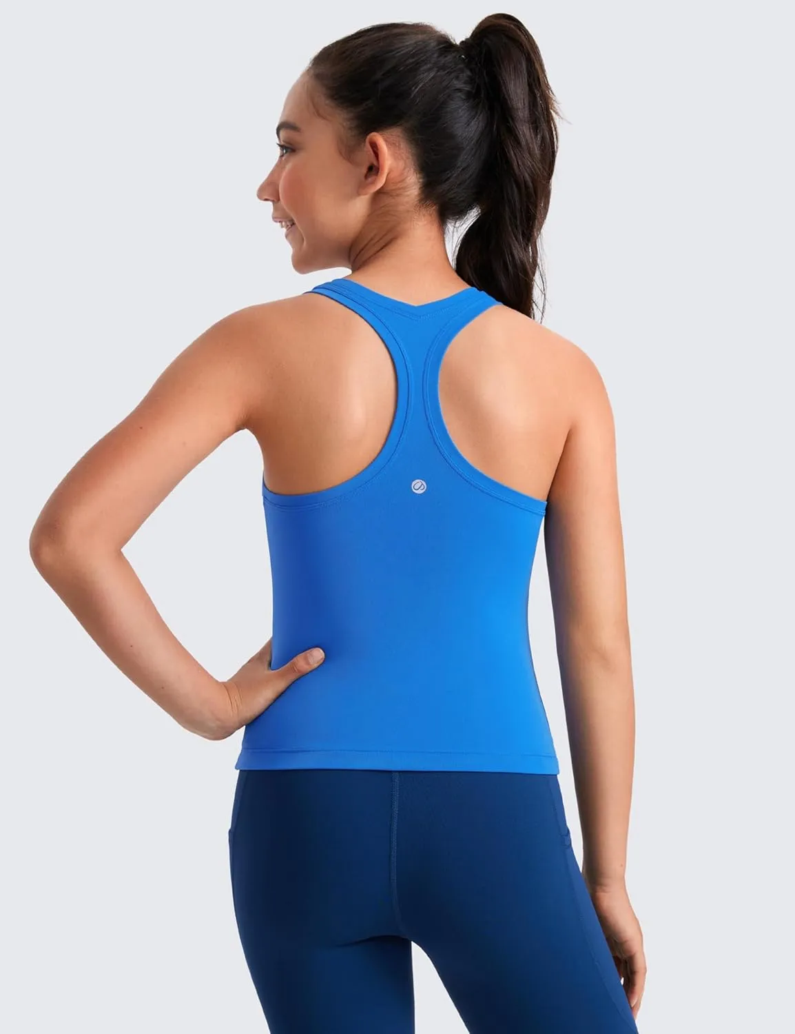 CRZ YOGA Girls Butterluxe Crew Round Neck Racerback Workout Tank Tops for Teen Kids Active Casual Dance Crop Sleeveless