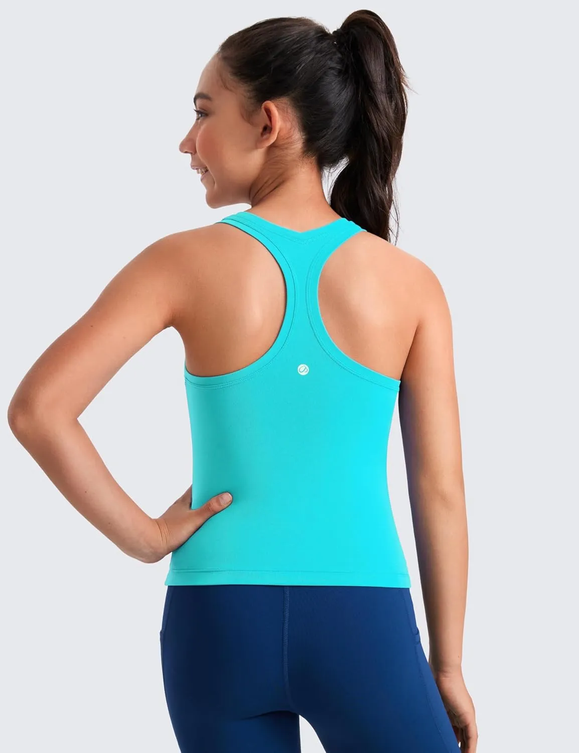 CRZ YOGA Girls Butterluxe Crew Round Neck Racerback Workout Tank Tops for Teen Kids Active Casual Dance Crop Sleeveless