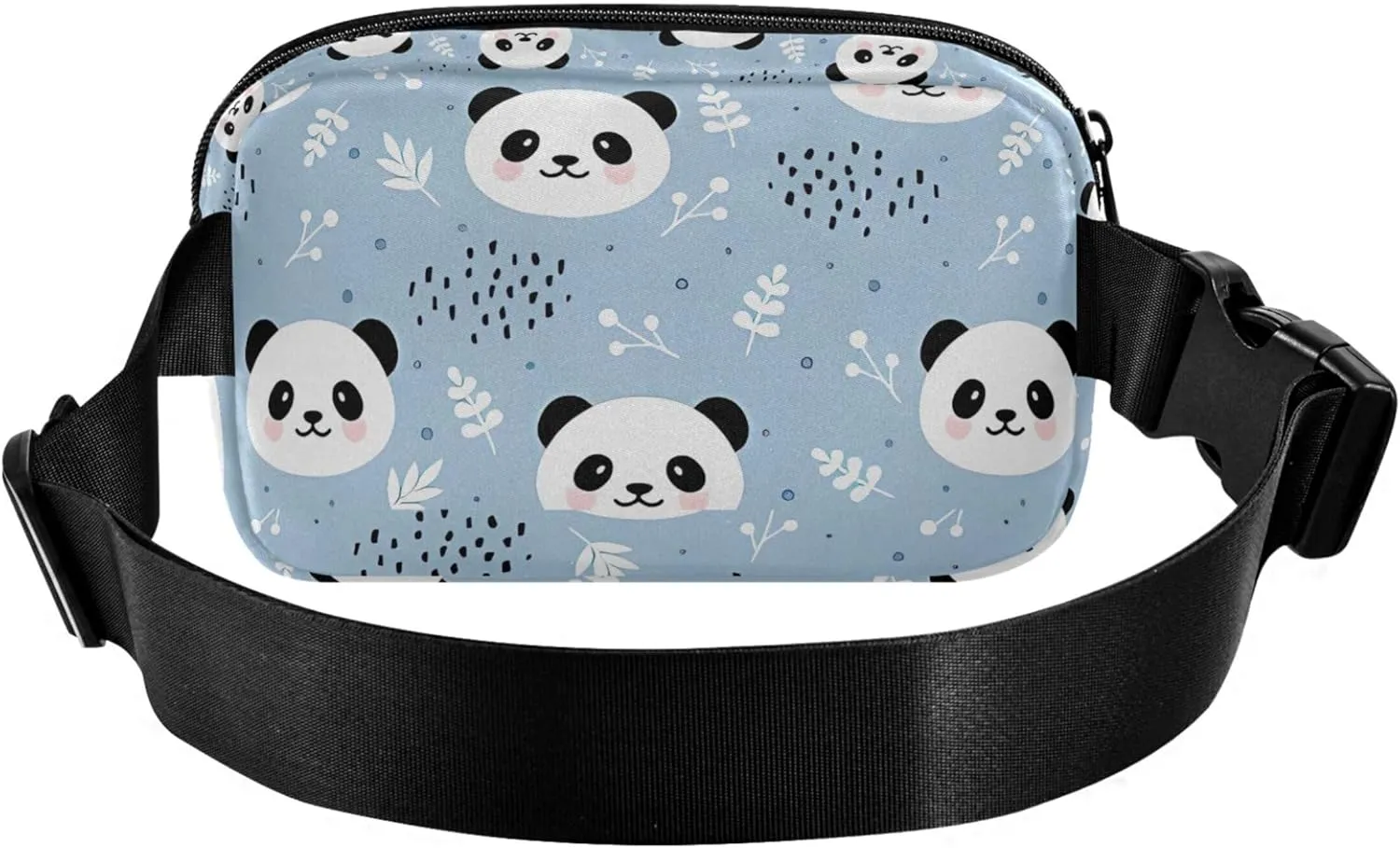 Custom Cute Panda Blue Cartoon Waterproof Fanny Packs for Women Large Hip Belt Bag Funky Crossbody Waist Purse
