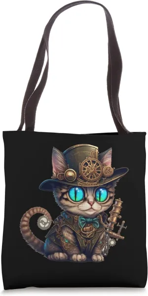 Cute Cat Lovely Steampunk Kitten Lovers Fantasy Artwork Tote Bag