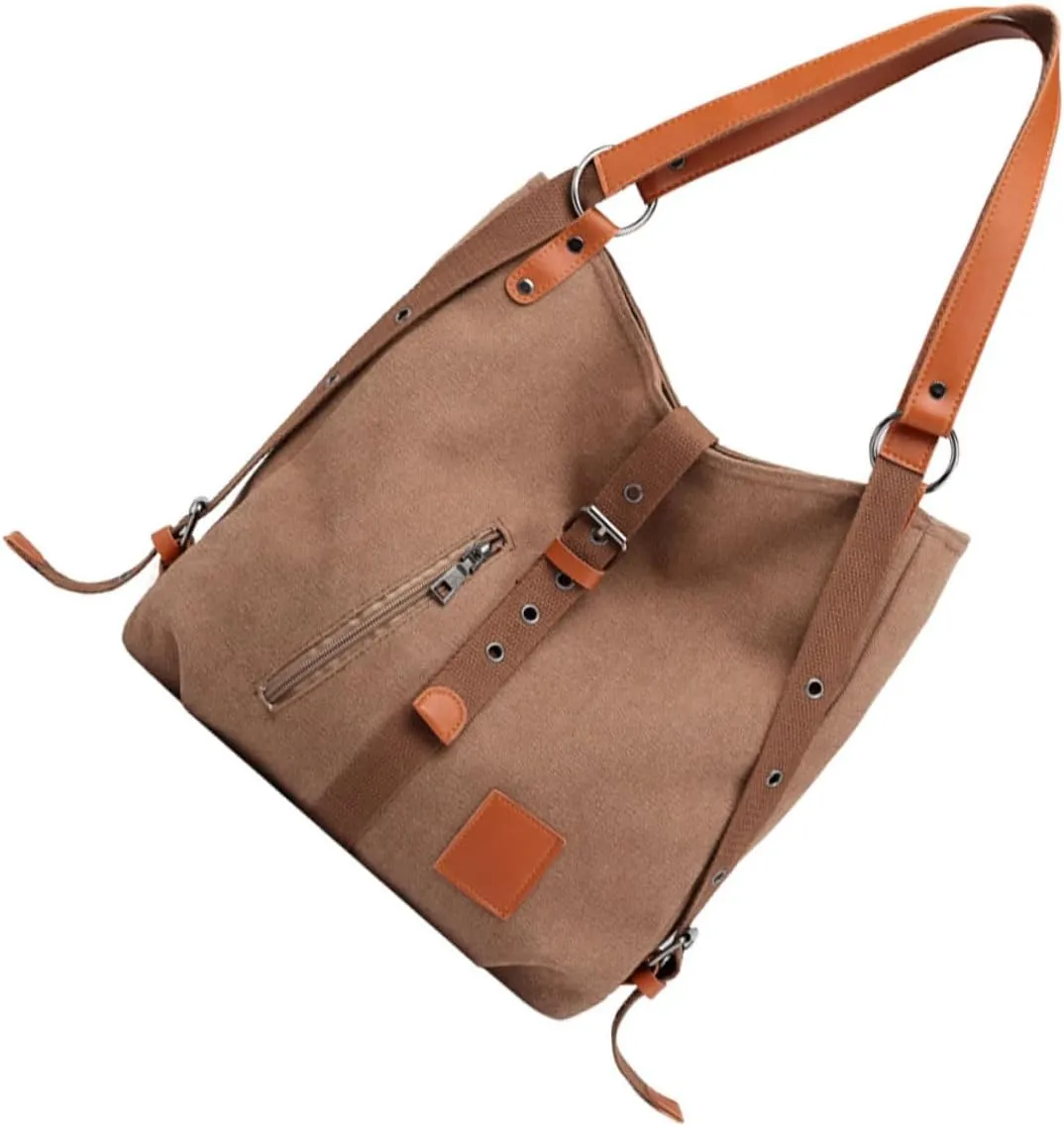 Dark Canvas Shoulder Crossbody Bag Multifunctional Backpack for Women Large Capacity Bag Sturdy Handle
