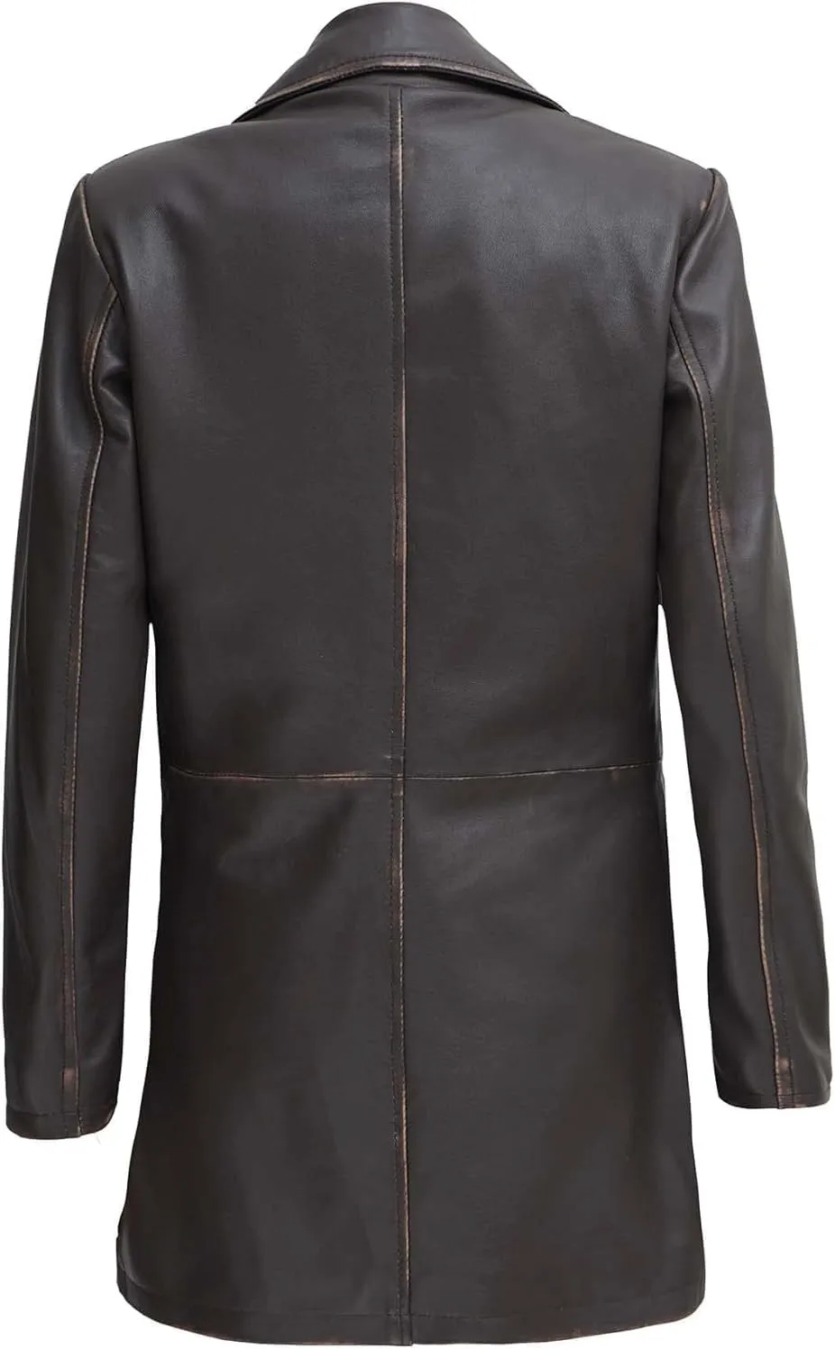 Decrum Leather Coat Women - Casual Car Coat Style 3/4 Length Real Lambskin Leather Jackets for Women