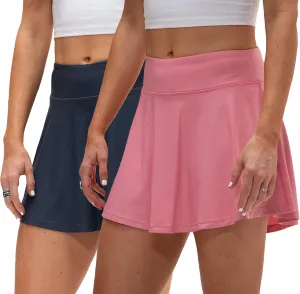 DEVOPS Women's 2-Pack Active Athletic Skort with Pockets Running Golf Workout Tennis Skirts