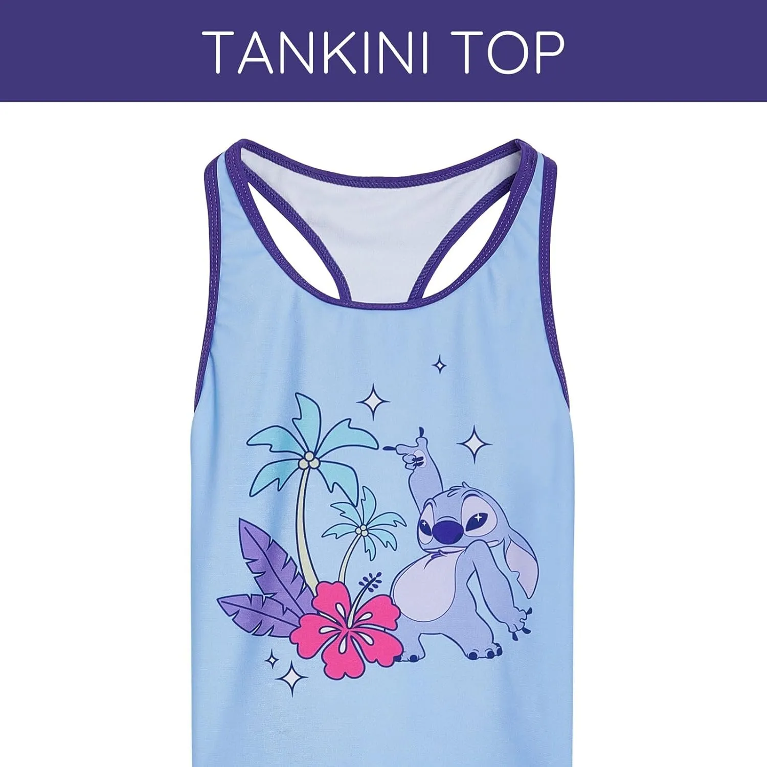 Disney Lilo & Stitch Girls Racerback UPF 50  Tankini Top and Swim Shorts Outfit Set Little Kid to Big Kid Sizes (6-14-16)