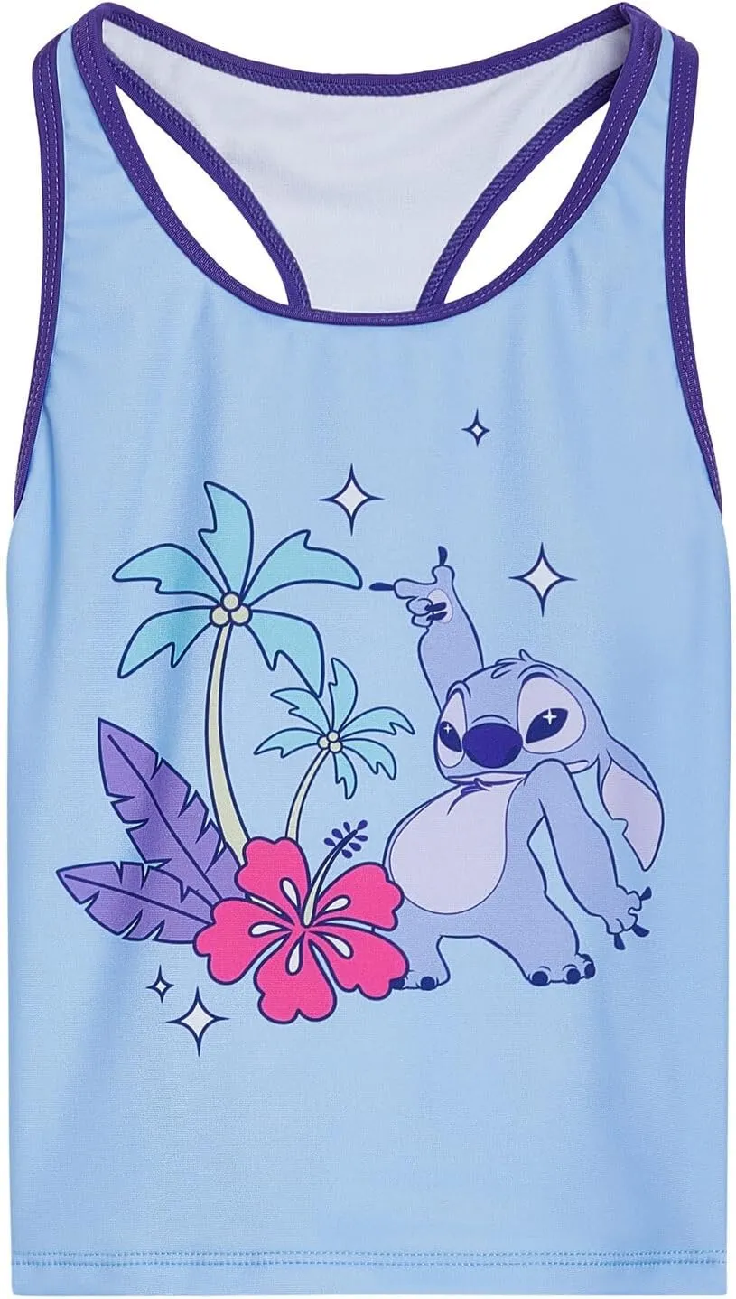 Disney Lilo & Stitch Girls Racerback UPF 50  Tankini Top and Swim Shorts Outfit Set Little Kid to Big Kid Sizes (6-14-16)