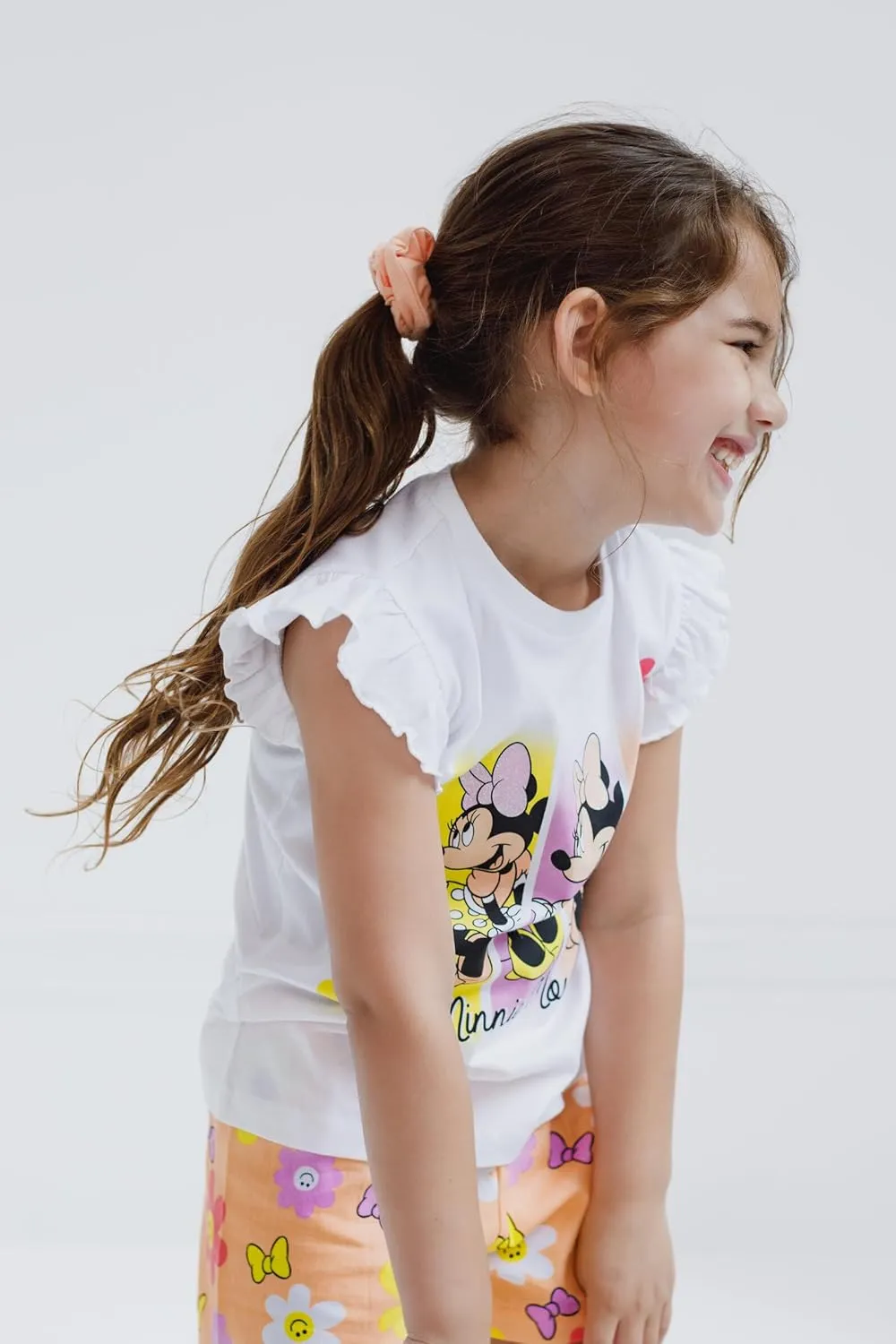 Disney Minnie Mouse T-Shirt French Terry Shorts and Scrunchie 3 Piece Outfit Set Infant to Big Kid