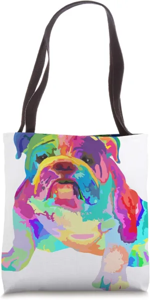 Dog Lover Gifts Womens Colorful Cool English Bulldog Mens Tote Bag