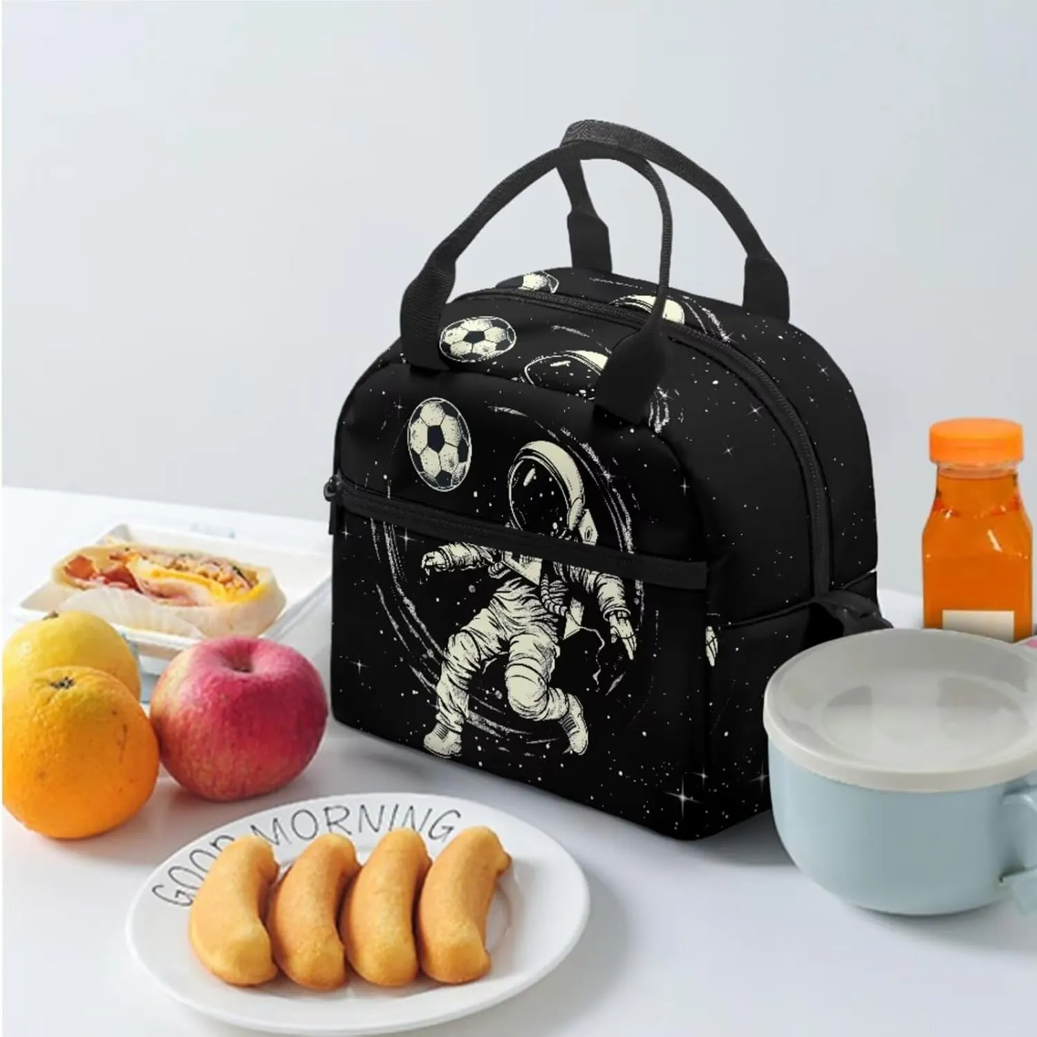 doginthehole Astronaut Backpack for Boys Lightweight Boys School Bag and Lunch Kit 3pcs Soccer Bookbag for Boys 12-14 for Elementary Middle School Boys Casual Travel Book Bag