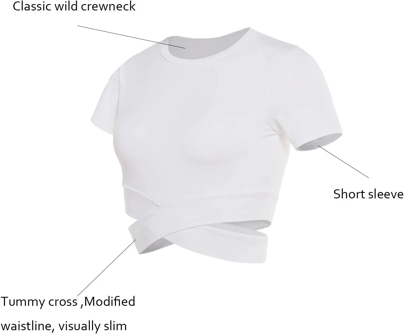 DREAM SLIM Short Sleeve Crop Tops for Women Tummy Cross Fitted Yoga Running Shirts Gym Workout Cropped Tank Tops