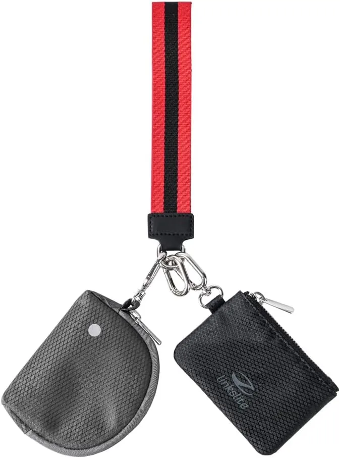 Dual Pouch Wristlet Wallet for Men and Women  Compact Keychain Wallet with Zipper Storage  Lightweight & Durable for Everyday Use, A thoughtful Father's Day Gift.
