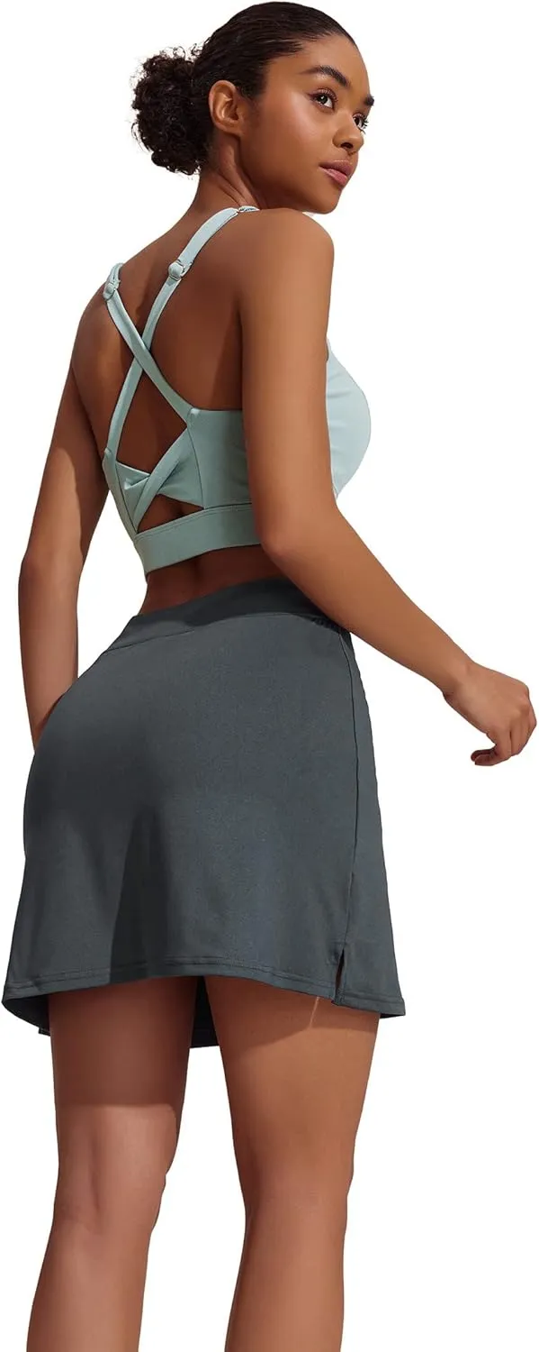 Ekouaer Golf Skorts for Woman High Waisted Active Skort Lightweight Tennis Skirt with 2 Pockets Workout Pickleball Sports