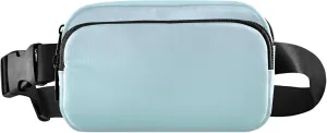 Elegant Blue Pale Turquoise Gradient Waterproof Fanny Pack for Women Hip Pack Belt Pouch Funky Travel Waist Pouch